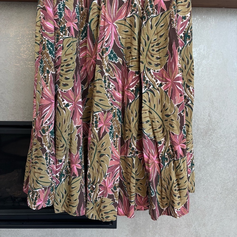 Madewell Crinkled Crepe Maxi Skirt in Brushstroke Monstera, Size 8 - Picture 12 of 14